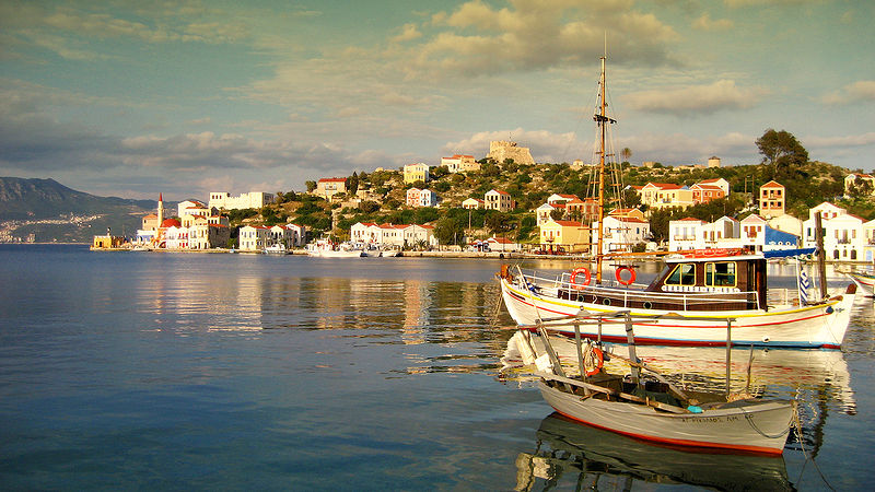 The port of Kastelorizo, Dodecanese, Greece