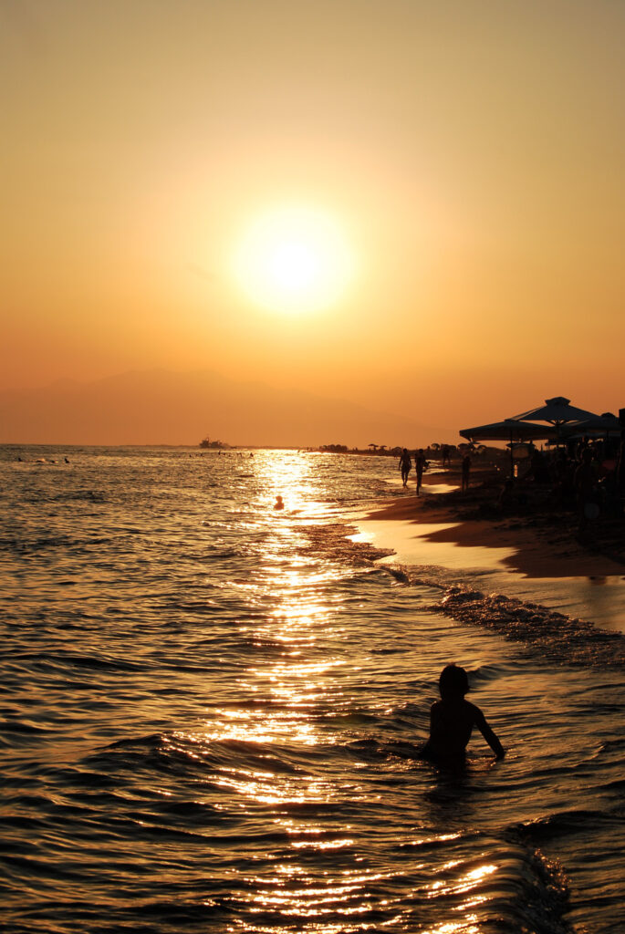 Beach Sunset at beach in Kavala, Macedonia Greece