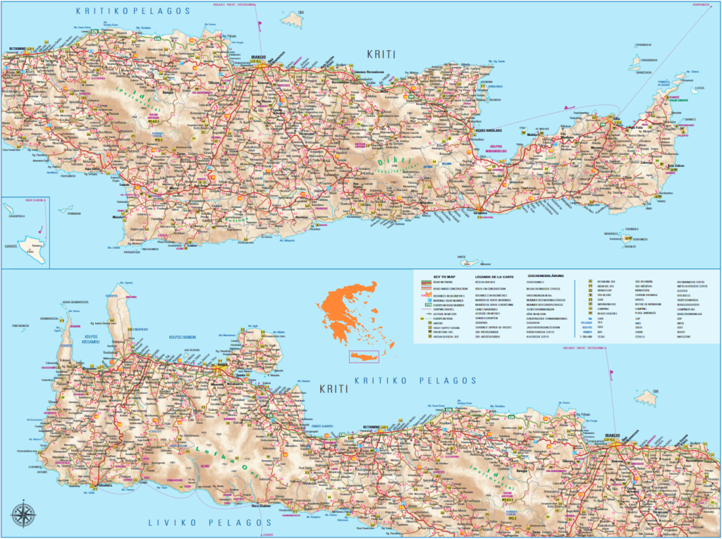 map of Crete, Greece - high resolution