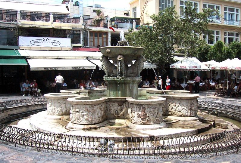 The Morozini Fountain at Lions Square in Heraklion, Crete