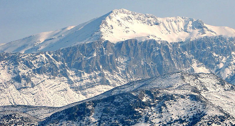Snow covered Dikti Summit, Spathi, Crete
