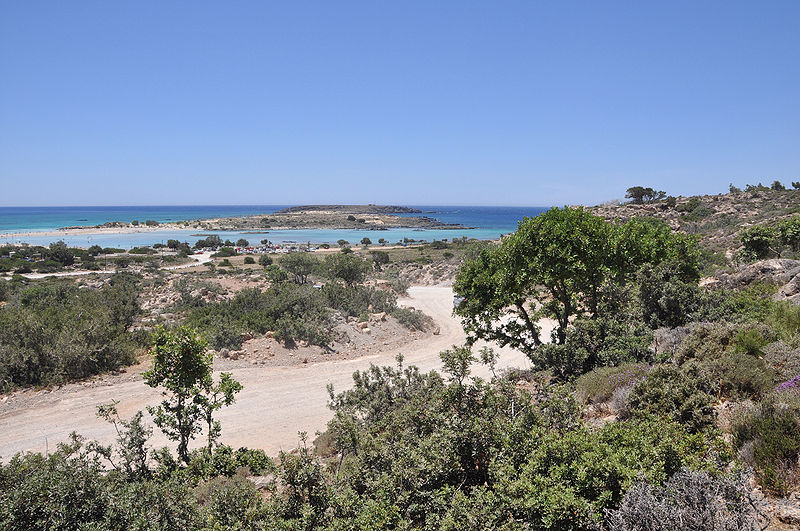 Elafonisi island in the distance from the coast of Crete