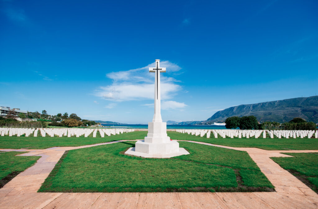 Souda Bay War Cemetery and the Cross of Remembrance in Chania region Crete