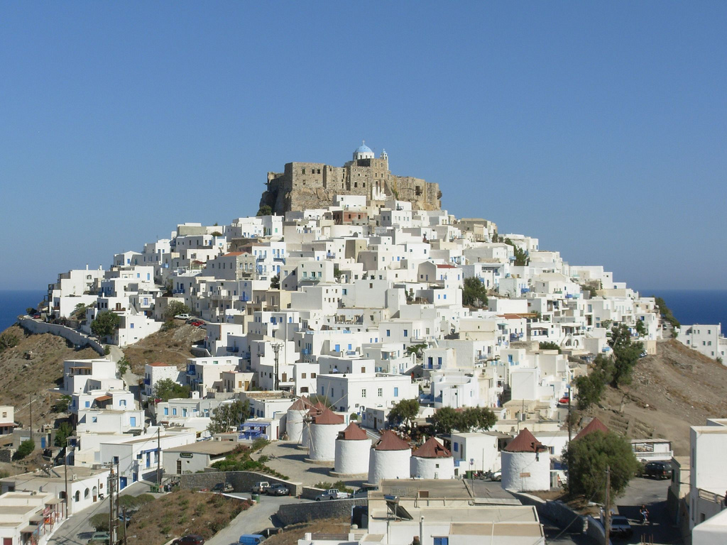 View of Chora and castle in Astypalaia - Photo by S. Lambadaridis