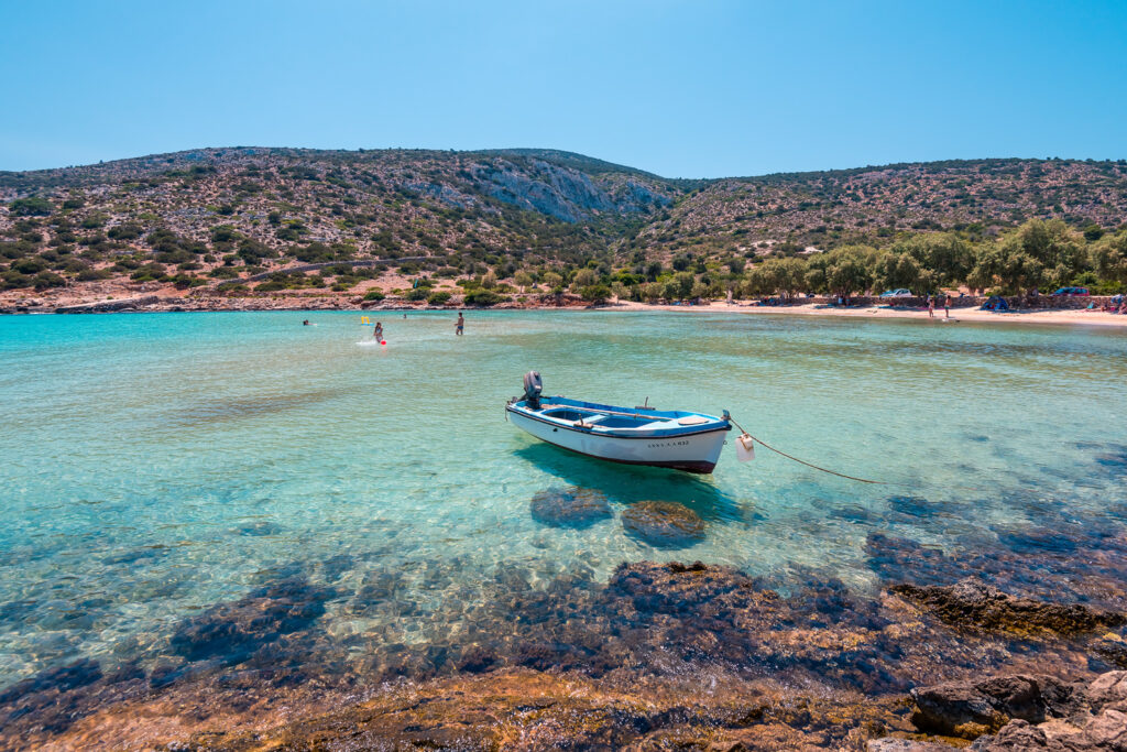 Platis Gialos beach in Lipsi island, Dodecanese Greece