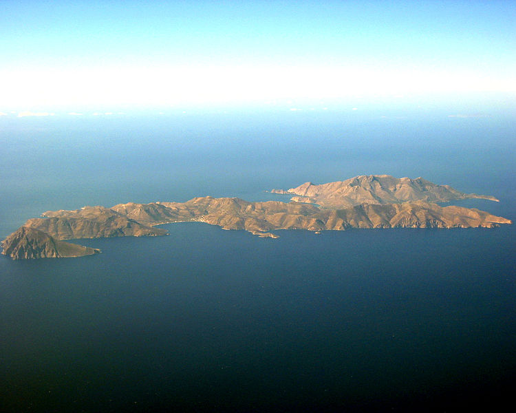 Aerial view of Tilos island, Dodecanese, Greece
