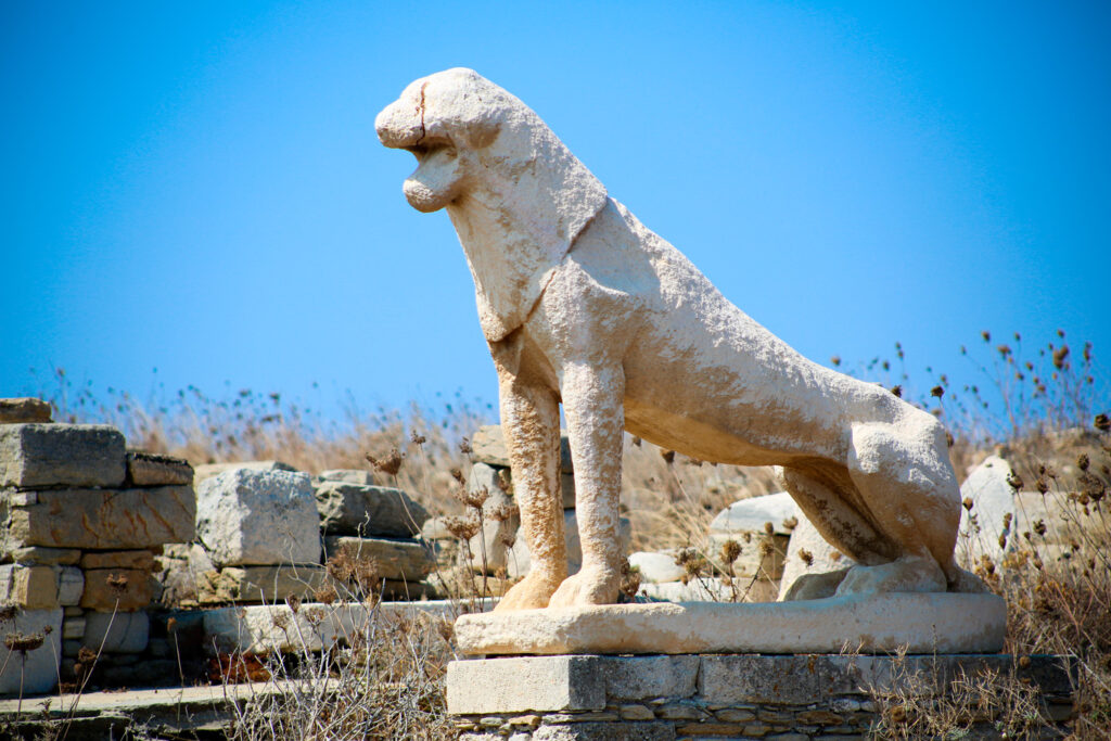 Delos, the ancient sacred island, an important archaeological site in the Cyclades, Greece