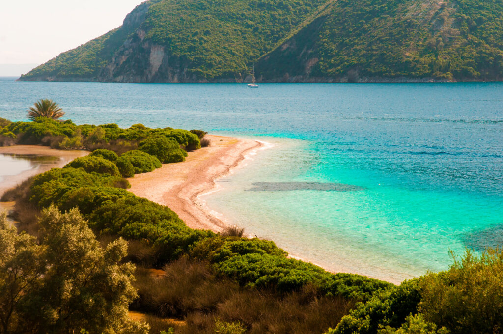 Beautiful coastline in Meganisi island, Ionian Sea Greece