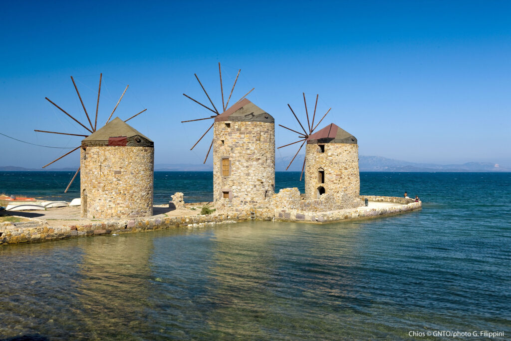 Travel to Chios, Northern Aegean Islands, Greece - windmills