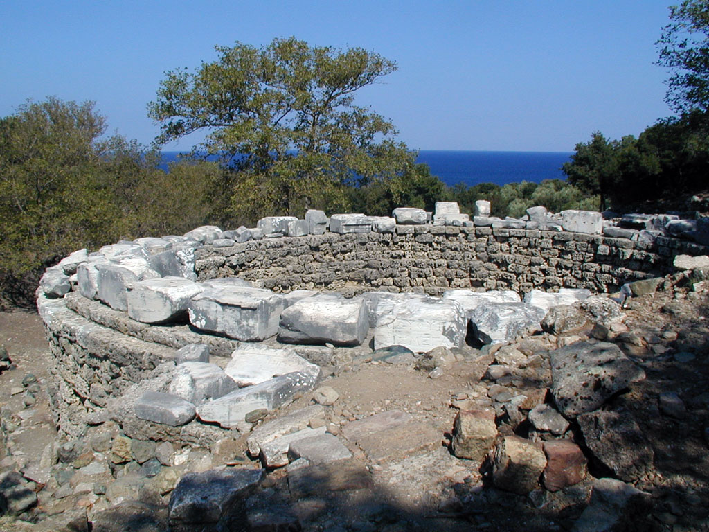 Remains of Arsinoes rotunda in Samothrace, Greece