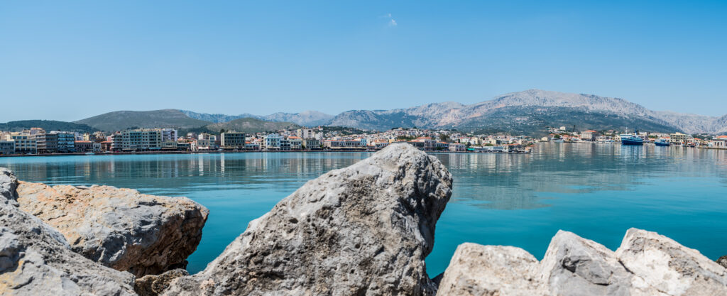 Panoramic view of Chios port, North Aegean Sea Greece
