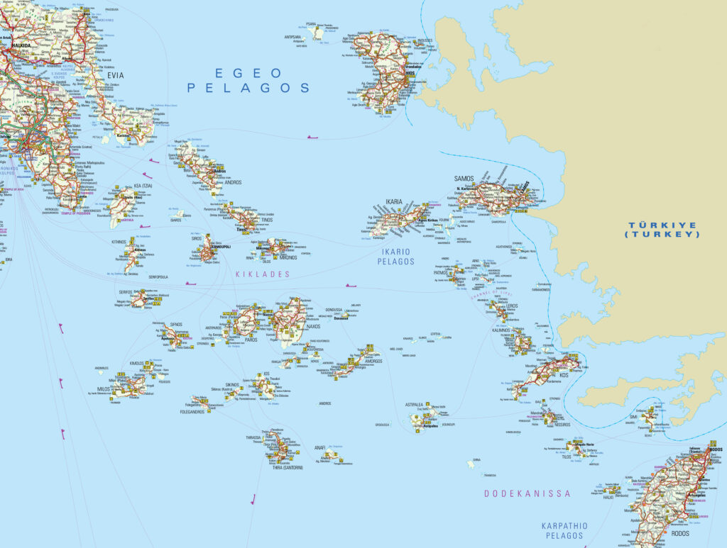 Map of Eastern Aegean Sea, Greece