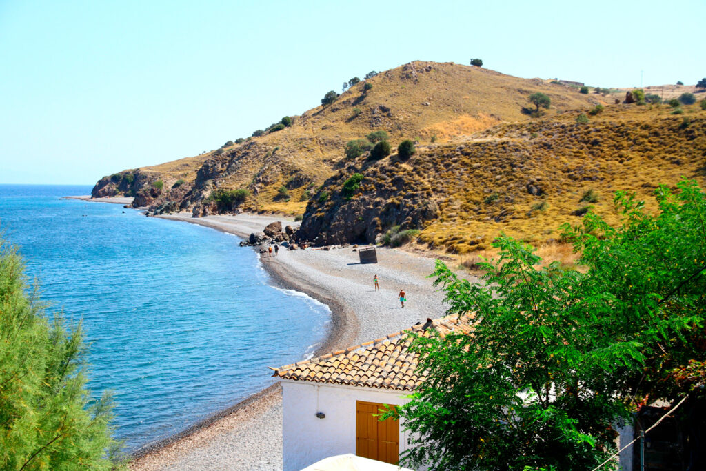 Eftalou beach in Lesvos, North Aegean Sea Greece