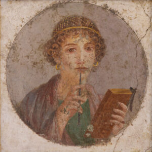 Fresco - portrait of Sappho, Archaic Greek poet from Lesbos, North Aegean Sea Greece