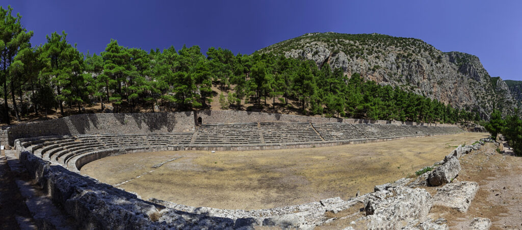 The ancient Stadium in Delphi Greece