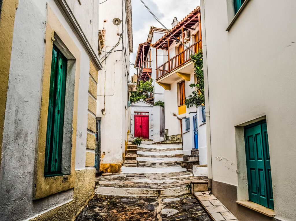 Alley in Chora Skopelos, Sporades Greece