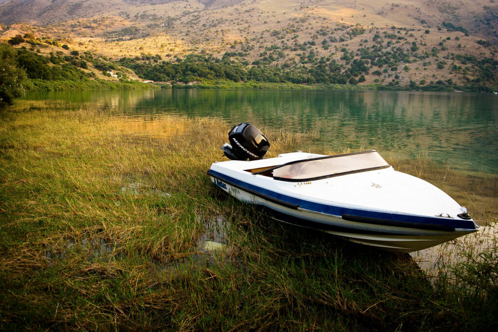 Lake of Kournas in Chania region, Crete Greece