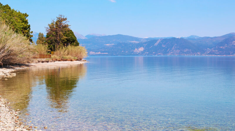 panoramic landscape of Agio beach Achaia Peloponnese Greece - greek summer destination